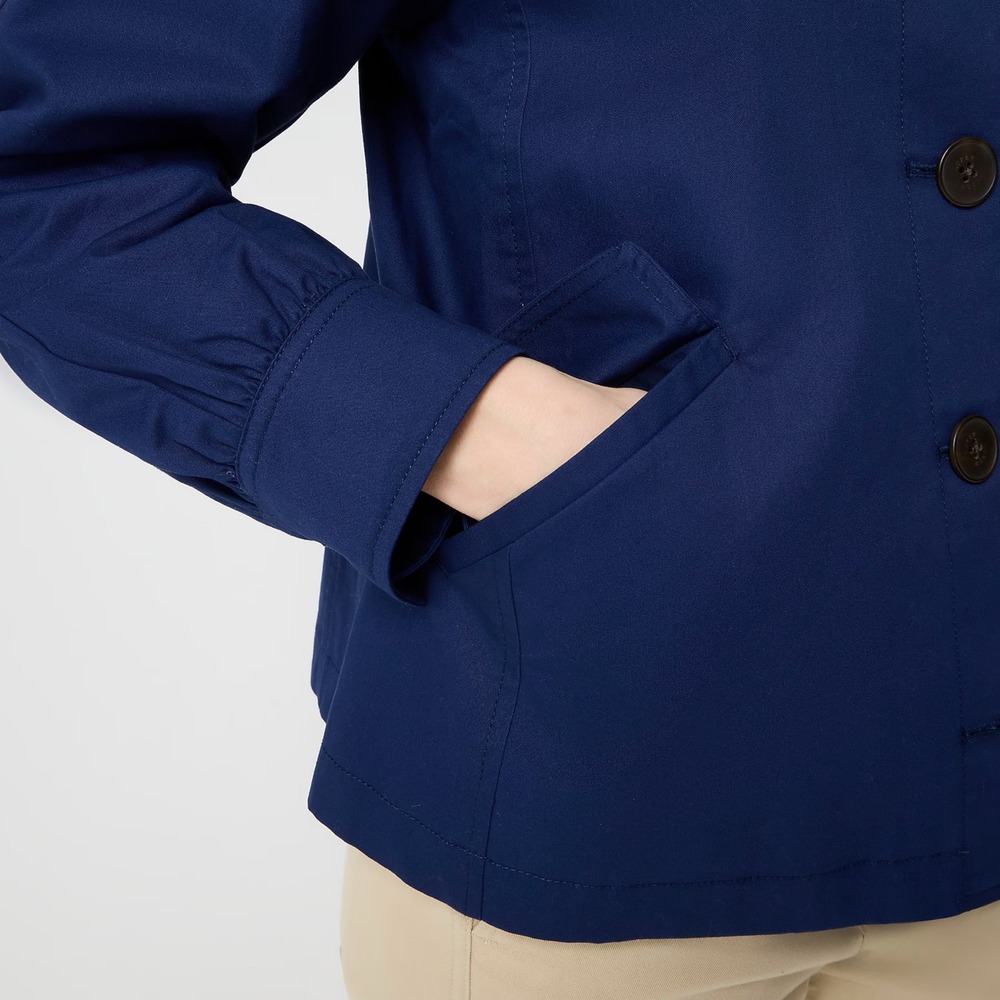 J.Crew Short Utility Trench Jacket Antique Navy Blue Coat Womens Large NWT - Picture 2 of 10